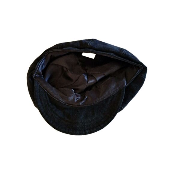 Liz Claiborne Vtg Black Suede Visor Cap Newsboy, Cabbie Hat Y2K - Picture 5 of 12
